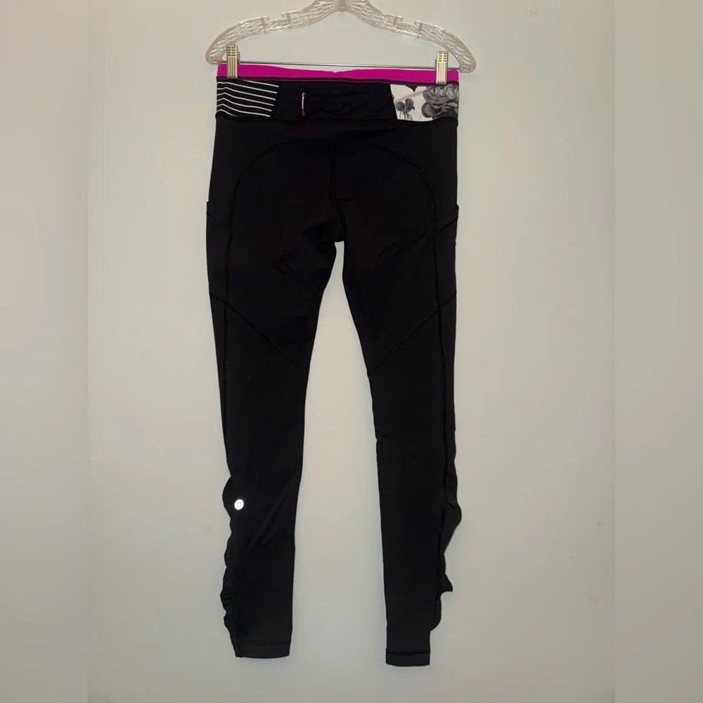 LULULEMON Speed Tight *Brushed Interlock Black Quilt Reflect Ruched Leg pants 8✨ - Picture 6 of 14
